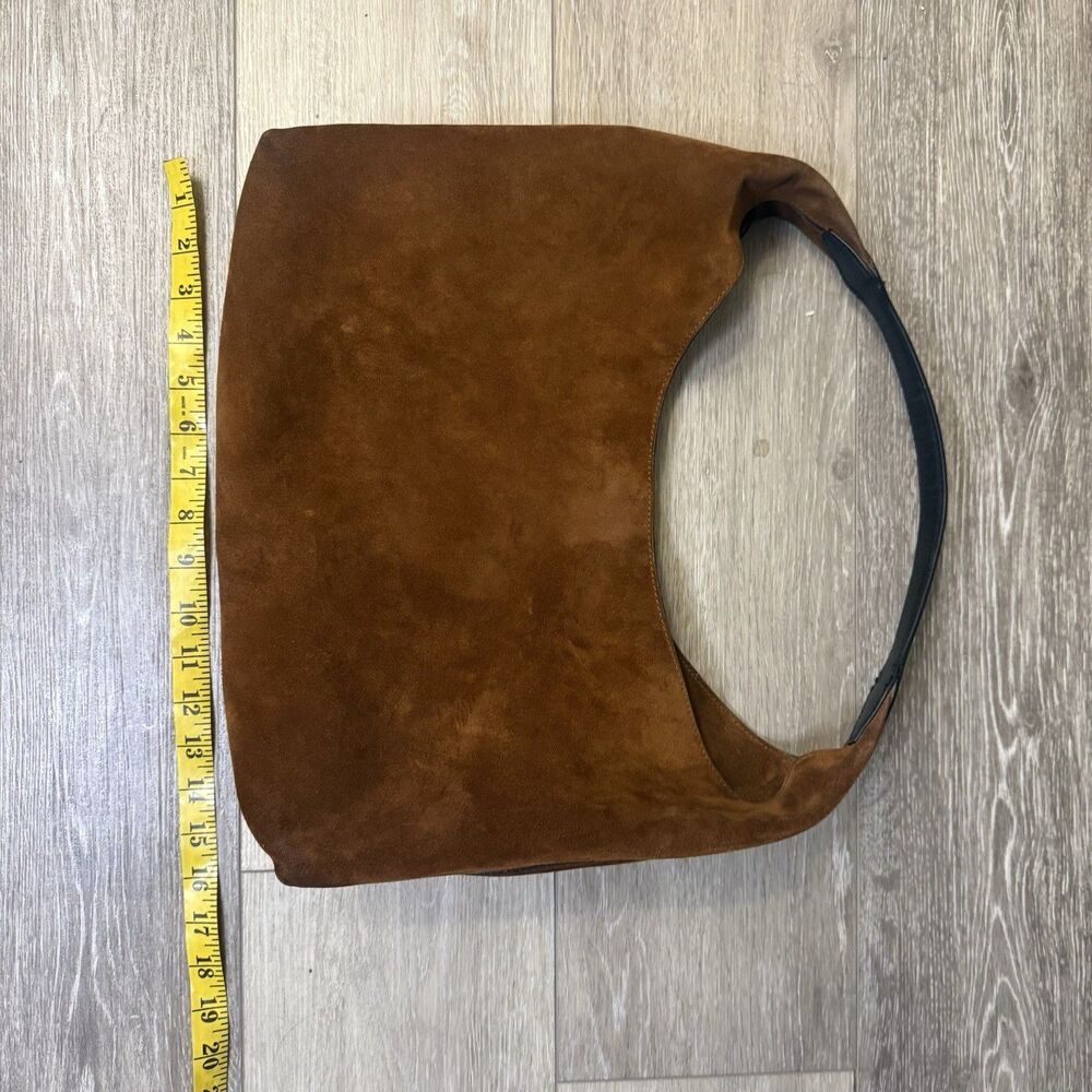 Madewell The Mylie Suede Shoulder Bag Russet Brown Hobo Slouch Zip Top - Picture 9 of 14